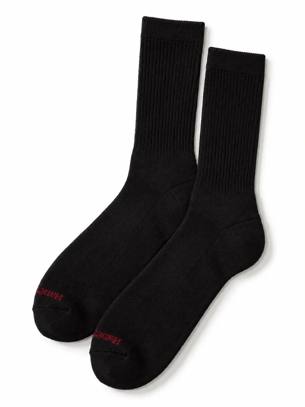 Hanes Black Cushion Comfort Crew Socks 10 Pair Pack Shoe Size 6-12 Sealed NWT